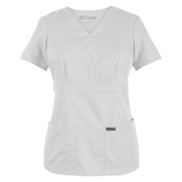 Greys Anatomy Scrub Shirt Mck Wrp Nck 3 Pkts Short Sleeves X-Small Wt Womens Ea