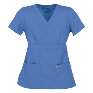 Greys Anatomy Scrub Shirt Mock Wrap Neck Short Sleeves Medium Ceil Bl Womens Ea