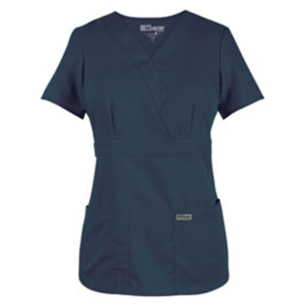 Greys Anatomy Scrub Shirt Mck Wrp Nck 3 Pkts Shrt Slvs 5XL Stl Gry Womens Ea
