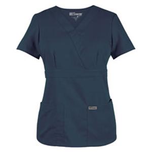 Greys Anatomy Scrub Shirt 4153 Crossover Womens X-Small Steel Grey Ea
