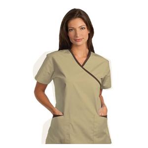 Fashion Seal Scrub Shirt XOvr Nck 3 Pkts StIn Slv X-Small Tn/Choc Womens Ea