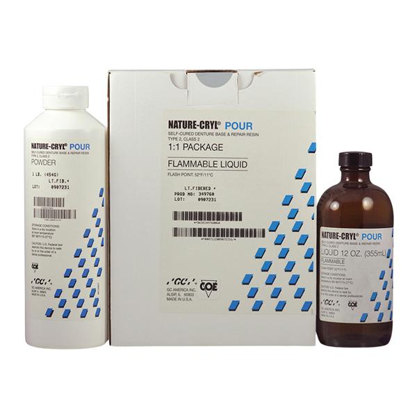 Nature-Cryl Denture Resin Acrylic Pour Base & Repair Self Cure COE-LOR Heavy Ea