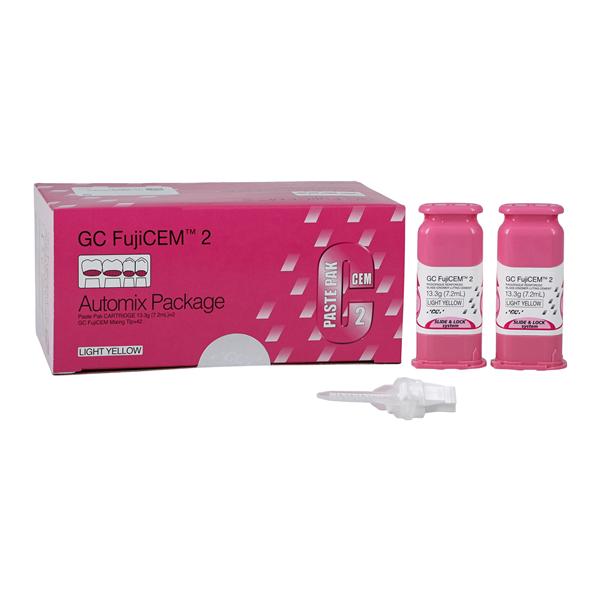 GC FujiCEM 2 Luting Resin Modified Glass Ionomer Automix Cement Wht 13.3 Gm 2/Pk