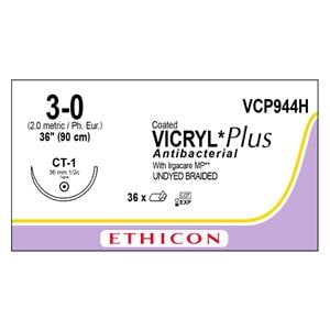 Vicryl Plus Suture 0 36" Triclosan/Polyglactin 910 Braid CT-1 Undyed 36/Bx