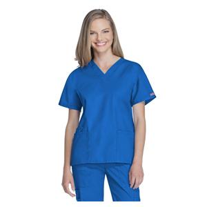 Cherokee Scrub Shirt V-Neck 3 Pockets Short Sleeves X-Small Royal Blue Womens Ea