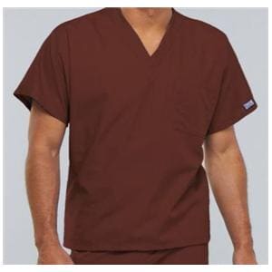 Cherokee Scrub Shirt V-Neck 1 Pocket Short Sleeves X-Large Chocolate Unisex Ea