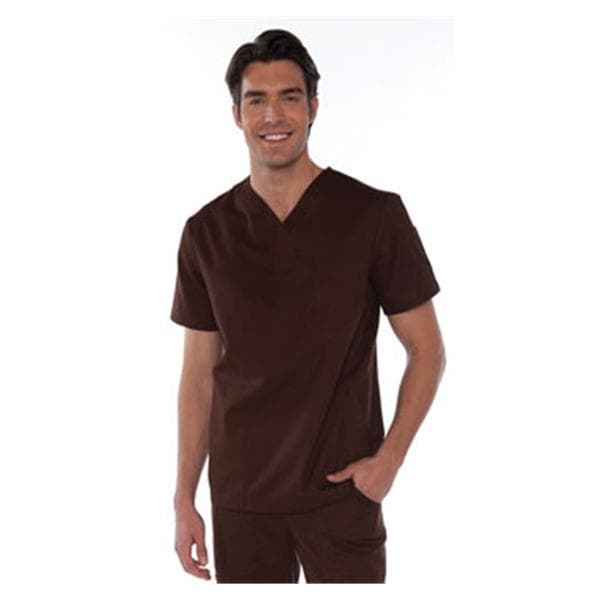 Scrub Shirt Adult Mens Espresso 55% Cotton / 45% Polyester Jason...
