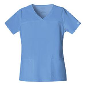 Cherokee Scrub Shirt V-Neck 3 Pockets Short Sleeves Large Ceil Blue Womens Ea