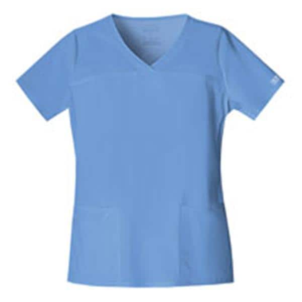 Cherokee Scrub Shirt V-Neck 3 Pockets Short Sleeves Large Ceil Blue Womens Ea