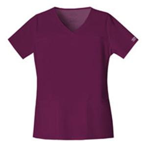 Cherokee Scrub Shirt V-Neck 3 Pockets Short Sleeves 5X Large Wine Womens Ea