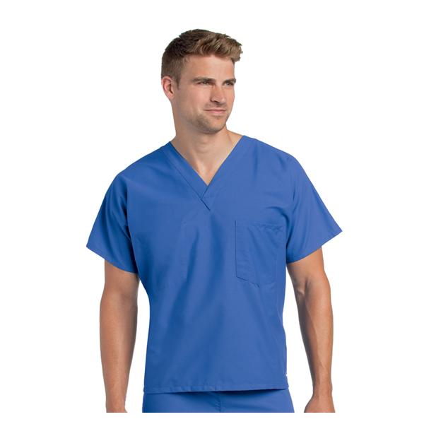 Essentials Scrub Top V-Neck 1 Pocket Short Sleeves X-Large Royal Blue Unisex Ea