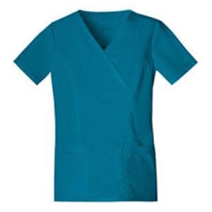 Cherokee Scrub Shirt Mock Wrap V-Neck Short Sleeves Medium Crbbn Bl Womens Ea
