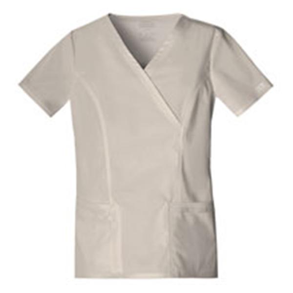 Cherokee Scrub Shirt Poly/Ctn/Spndx V-Nck 4 Pkts Shrt Slvs Small Khk Womens Ea