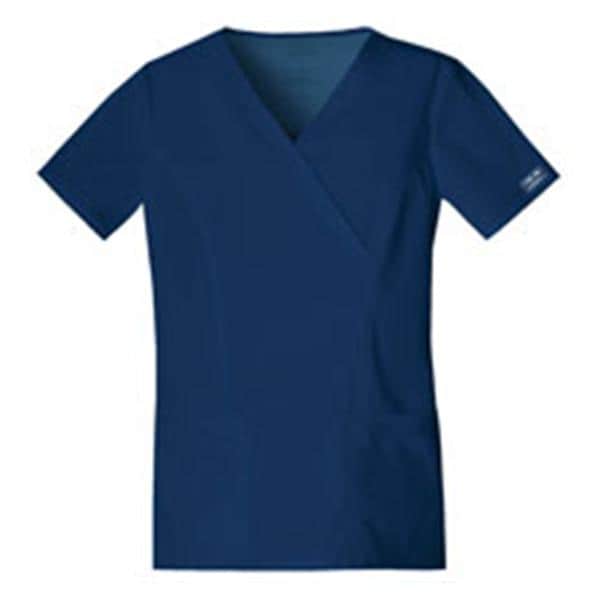 Cherokee Scrub Shirt Mock Wrap V-Neck Short Sleeves Large Navy Womens Ea