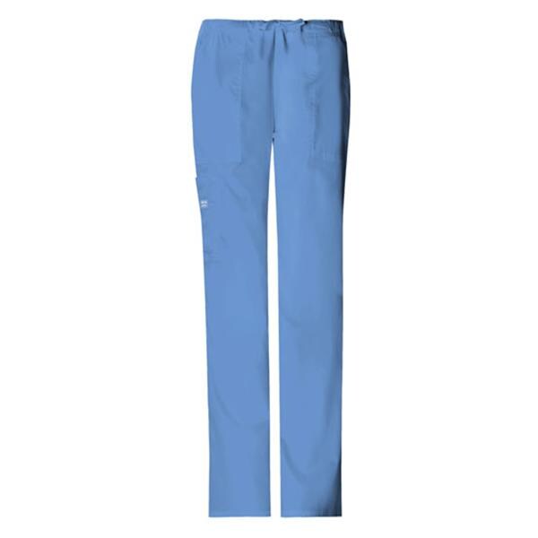 Cherokee Scrub Pant Poly/Ctn/Spndx 4 Pockets 5X Large Ceil Blue Womens Ea