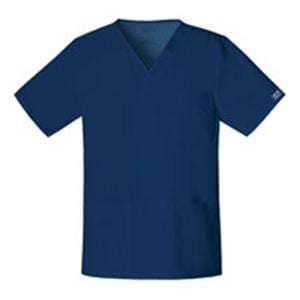 Cherokee Scrub Shirt V-Neck 4 Pockets Short Sleeves Small Navy Unisex Ea