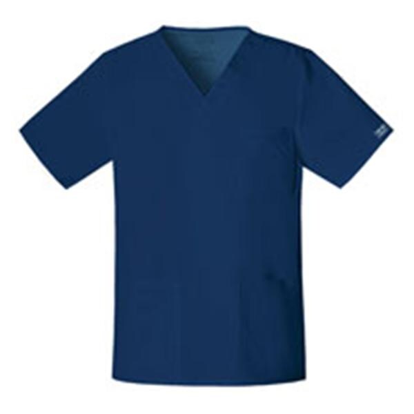 Cherokee Scrub Shirt V-Neck 4 Pockets Short Sleeves Small Navy Unisex Ea