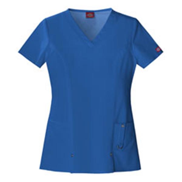 Dickies Scrub Shirt V-Neck 3 Pockets Short Sleeves Medium Royal Blue Womens Ea