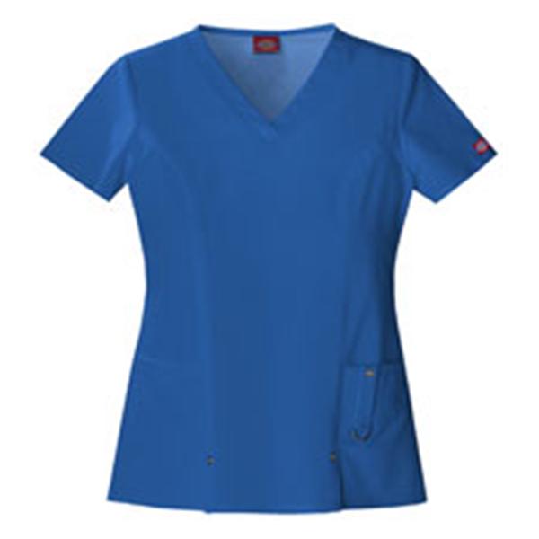 Dickies Scrub Shirt V-Neck 3 Pockets Short Sleeves X-Small Royal Blue Womens Ea