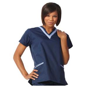 Fashion Poplin Scrub Shirt Adult Womens Navy / Ceil 65% Polyester...