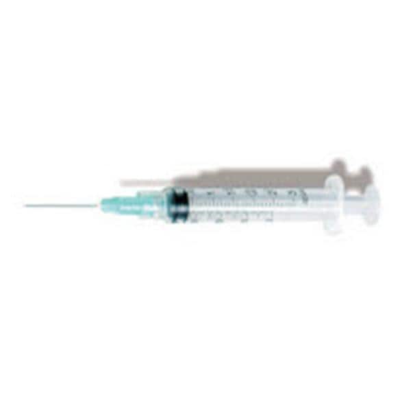 Syringe/Needle Hypodermic 21g 1" Green 3cc Positive Plunger Stop...