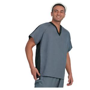 Fashion Seal Scrub Shirt 1 Pckt Cntrst Rgln Slv X-Small Blk/Pwtr Unisex Ea