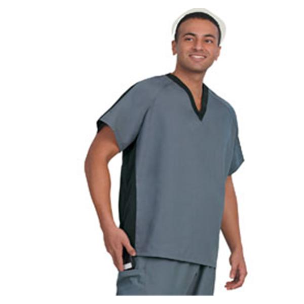 Fashion Seal Scrub Shirt 1 Pckt Cntrst Rgln Slv X-Small Blk/Pwtr Unisex Ea