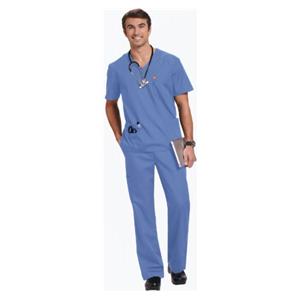 Orange Standard Scrub Shirt 2 Pockets Short Sleeves 3X Large Ceil Blue Unisex Ea