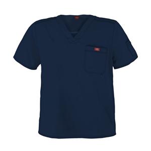 Scrub Shirt V-Neck 1 Pocket Short Sleeves Small Navy Mens Ea