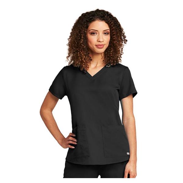 Greys Anatomy Scrub Shirt Adult Womens Black 77% Polyester / 23%...