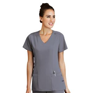 Scrub Shirt V-Neck Short Sleeves Medium Pewter Womens Ea