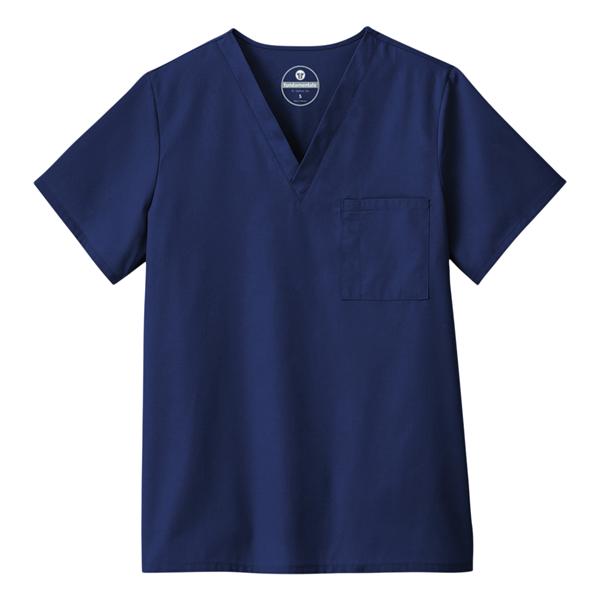Scrub Top Unisex New Navy 65% Polyester / 35% Cotton Poplin w/ So...