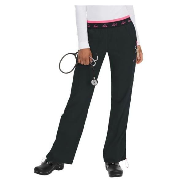 Scrub Pant Adult Womens Black Spirit Straight Leg Elastic Waist C...