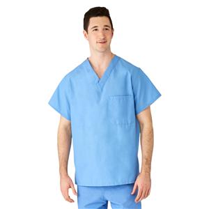 AngelStat Scrub Top V-Neck 2 Pockets Medium Ceil Blue Unisex Ea