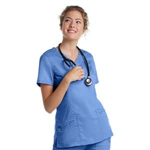 Scrub Top V-Neck Tunic 3 Pockets Small Ceil Womens Ea
