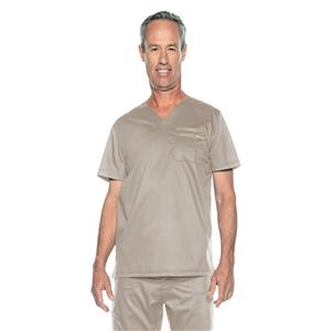 Proflex Scrub Top V-Neck 2 Pockets Small Sandstone Unisex Ea