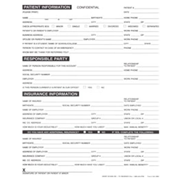 Registration Forms 2-Sided English White 8.5 in x 11 in Adult 100/Pk