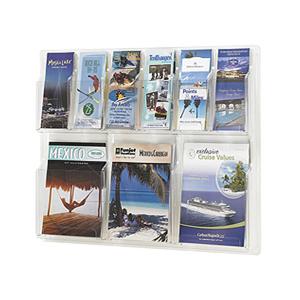 Wall Literature Display 3 Magazine Pockets / 3 Pamphlet Pockets Clear 22.5x30 Ea