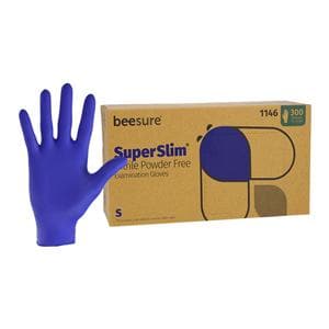 BeeSure SuperSlim Nitrile Exam Gloves Small Midnight Blue Non-Sterile, 10 BX/CA
