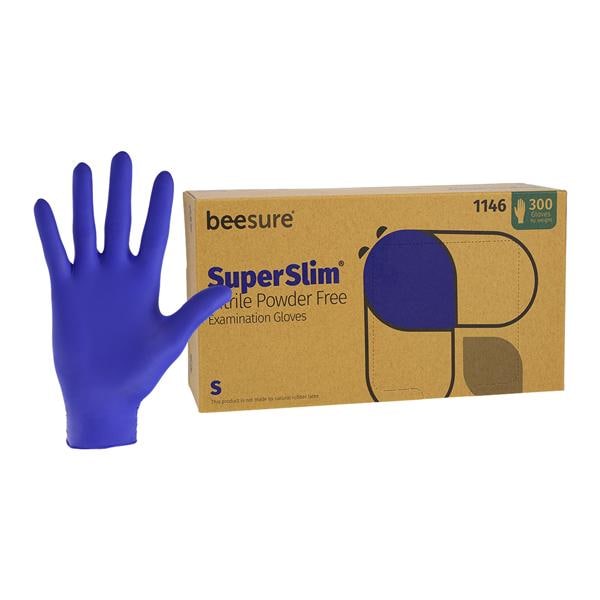 BeeSure SuperSlim Nitrile Exam Gloves Small Midnight Blue Non-Sterile, 10 BX/CA