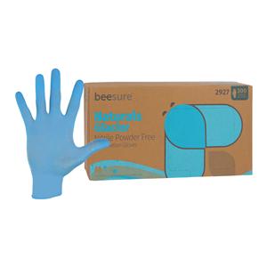 BeeSure Naturals Glacier Nitrile Exam Gloves Medium Blue Non-Sterile, 10 BX/CA