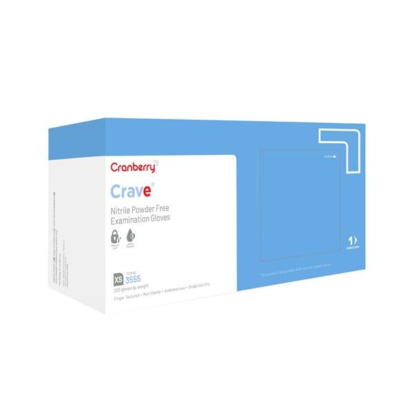 Crave Nitrile Exam Gloves X-Small Light Blue Non-Sterile