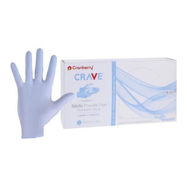 Crave Nitrile Exam Gloves Large Standard Ice Blue Non-Sterile