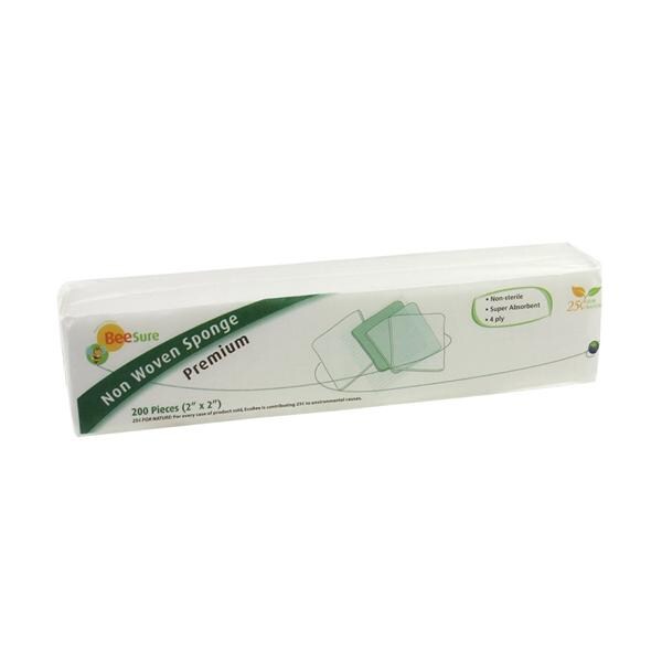 BeeSure Rayon/Polyester Blend Non-Woven Sponge 2" x 2" 4 Ply Non-...