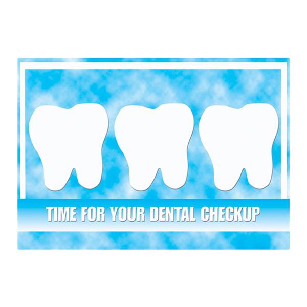 Laser 4-Up Recall Cards Checkup 3 Teeth 8.5 in x 11 in 200/Pk