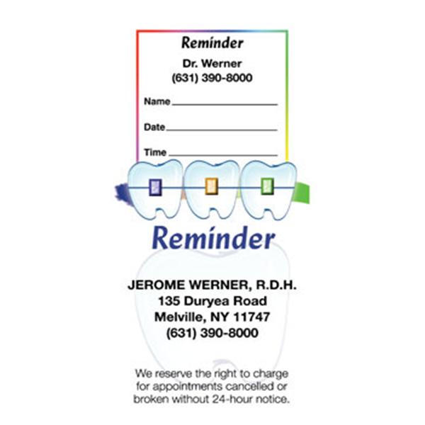 Peel N Stick Appointment Card Orthodontic 3 Teeth 500/Bx