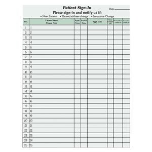 HIPAA Privacy Sign In Sheet 8.5 in x 11 in Green 125/Pk