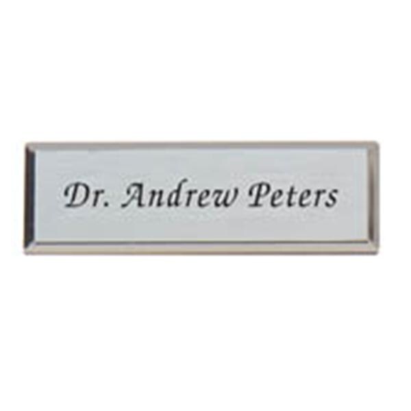 Engraved Name Badge Silver 0.75 in x 2.75 in Ea