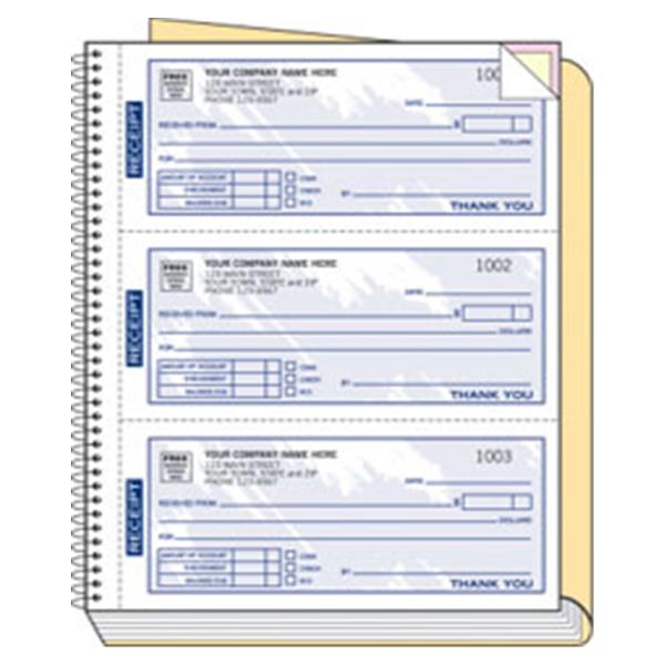 Receipt Book Imprinted 2-Part Assorted 3Pads/Pk
