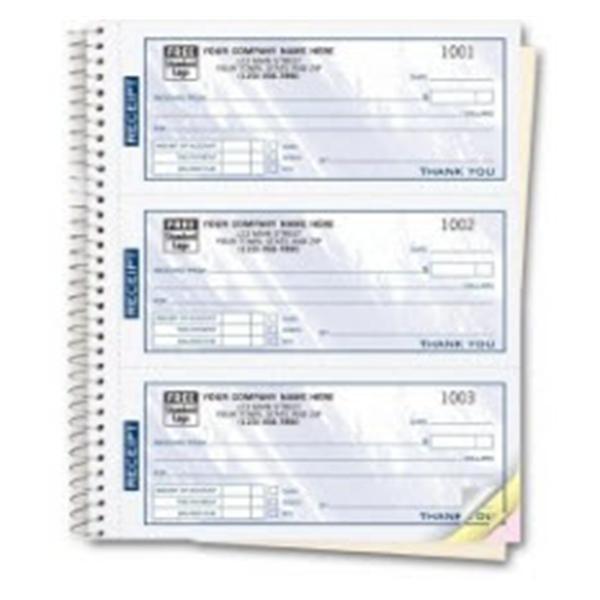 Receipt Book Imprinted 3-Part Assorted 4Pads/Pk